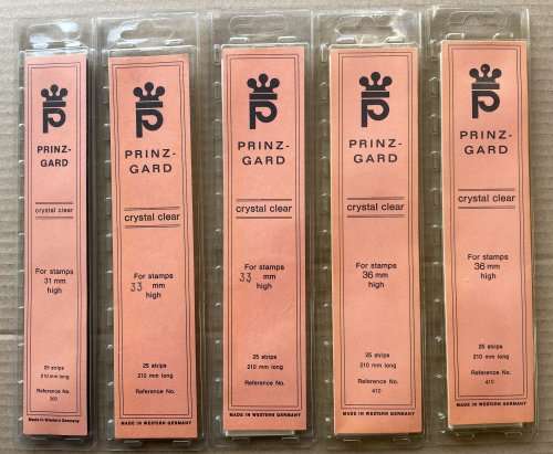 PRINZ stamp mount strips SMALL 31mm to 36mm (5 packs)